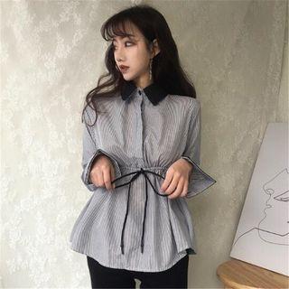 Striped Drawstring Waist Shirt