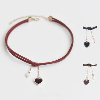 Alloy Heart Pendant Knotted Choker