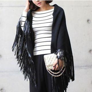 Fringed Cape Black - One Size