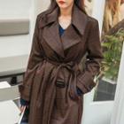 Belted Houndstooth Trench Coat