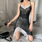 Spaghetti-strap Heart Print Sheath Dress