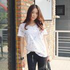 V-neck Paint-splatter T-shirt