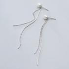 925 Sterling Silver Faux Pearl Fringed Earring 1 Pair - S925 Silver - One Size