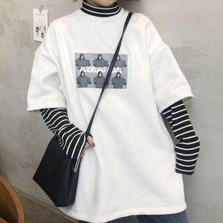 Striped Panel Printed T-shirt Dress