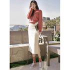 Slit-side H-line Long Knit Skirt