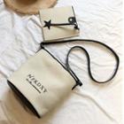 Lettering Canvas Cross Bag With Pouch
