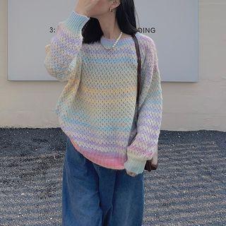 Round Neck Gradient Stripe Sweater