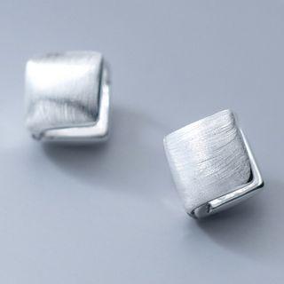 Brushed Square Sterling Silver Earring 1 Pair - S925silver - Silver - One Size