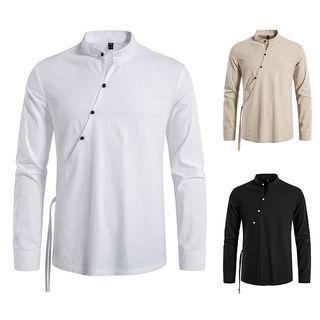 Asymmetrical Button-up Linen Shirt
