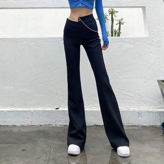High Waist Asymmetrical Bootcut Pants
