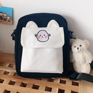 Two-tone Sheep Embroidered Crossbody Bag