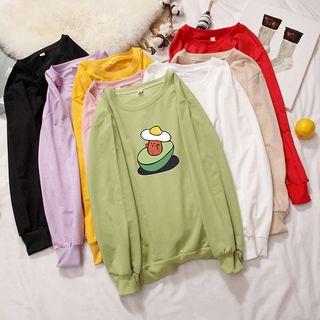 Cartoon Print / Plain Pullover