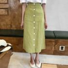 Linen Buttoned A-line Long Skirt