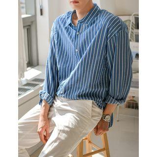 Striped Boxy Linen Blend Shirt