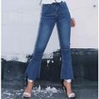 Ruffled-hem Boot-cut Jeans