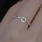 Rhinestone Alloy Open Ring Cut Out Circle - Rhinestone - Silver - One Size