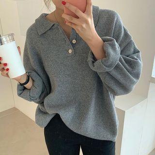 Knit Polo Sweatshirt