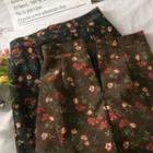 Zipper High-waist Floral Mini Skirt