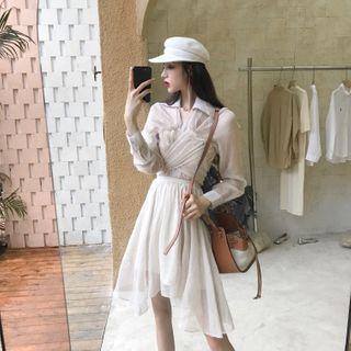 Frilled Trim Blouse / A-line Skirt