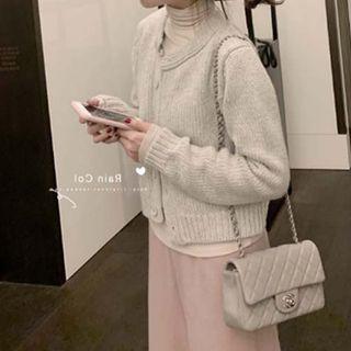 Set: Wide-leg Pants + Turtleneck Long-sleeve Top + Cardigan