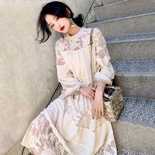 Set: Lace-panel Top + Sleeveless Dress