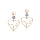 Romantic Sweet Plated Rose Gold 316l Stainless Steel Hollow Heart Earrings With Cubic Zircon Rose Gold - One Size
