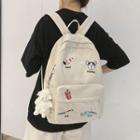 Cartoon Embroidered Nylon Zip Backpack