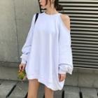 Cut-out Shoulder Striped Back Sweater