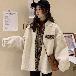 Leopard Trim Shirt Jacket