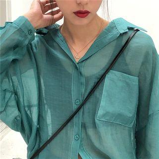 Sheer Shirt / Wide-leg Pants