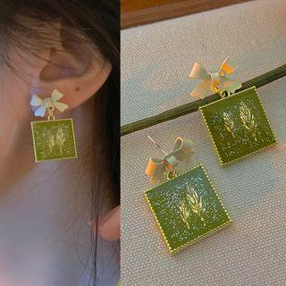 Leaf Square Alloy Dangle Earring