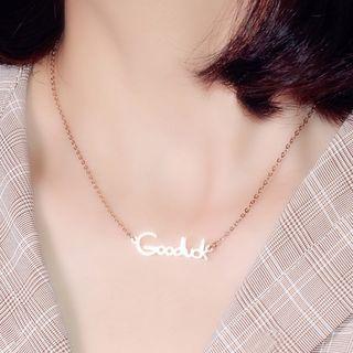 Lettering Pendant Stainless Steel Necklace Rose Gold - One Size