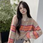 Color Block Striped Cropped Sweater