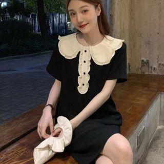Short-sleeve Doll-collar Mini Dress