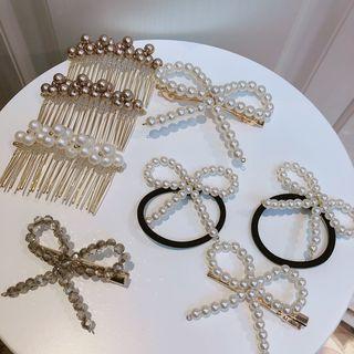 Faux Pearl Bow Hair Tie / Hair Clip / Hair Comb