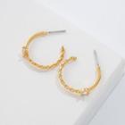 Rhinestone Chain Open Hoop Earring 1 Pair - Gold - One Size