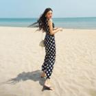 Sleeveless Polka-dot Jumpsuit Black - One Size