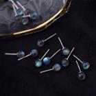 925 Sterling Silver Moonstone Stud Earring Blue Stone - Silver - One Size