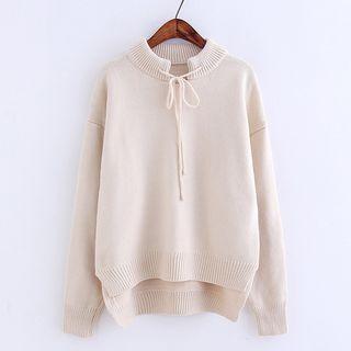 Tie-neck Sweater Almond - One Size