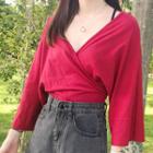V-neck Open Back 3/4-sleeve T-shirt
