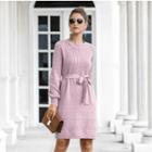 Cable-knit Tie-waist Sweater Dress