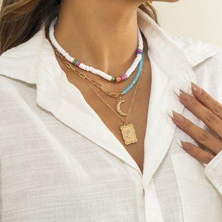 Pendant Alloy Soft Clay Alloy Layered Necklace 3086 - Gold - One Size