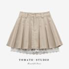 High-waist Two Tone Lace A-line Mini Skirt