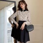 Long-sleeve Heart Pattern Mini A-line Dress