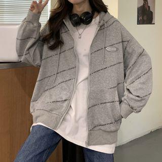 All Over Lettering Zip-up Jacket