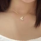 Rhinestone Butterfly Necklace 1 Pc - Necklace - Gold - One Size