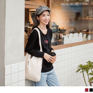 Lettering Print Pocket Top