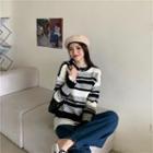 Crewneck Color-block Long-sleeve Sweater