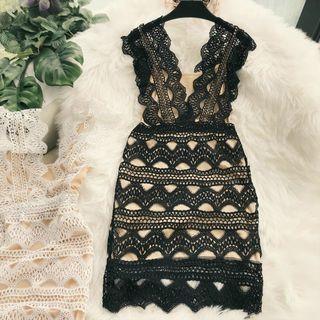 Sleeveless Mini Lace Dress