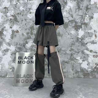 Cropped Elbow-sleeve Shirt / Detachable Cropped Harem Pants / Set